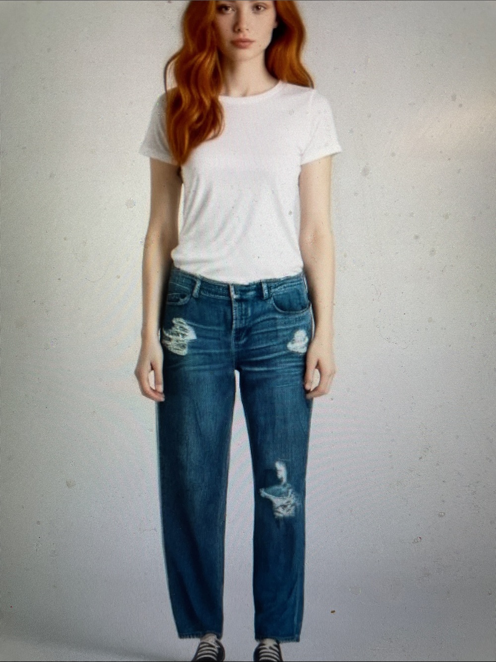 Free people button fly Relaxed Straight Distressed Women's Jeans -boyfriend cut